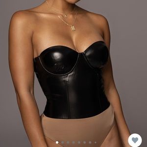 Faux leather bodysuit by JLUXLABEL